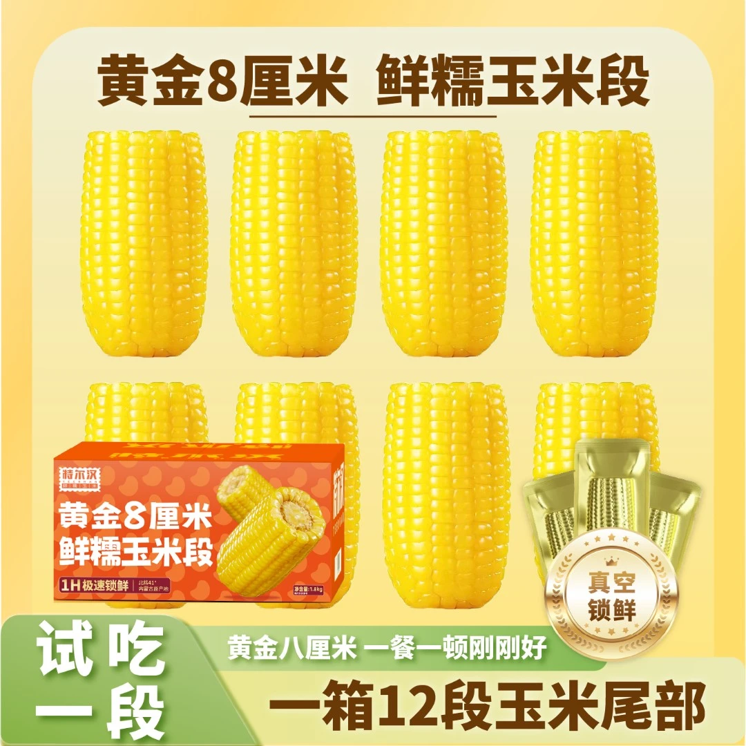 黄糯玉米黄金八厘米玉米段尾部内蒙古新鲜营养早餐粗粮