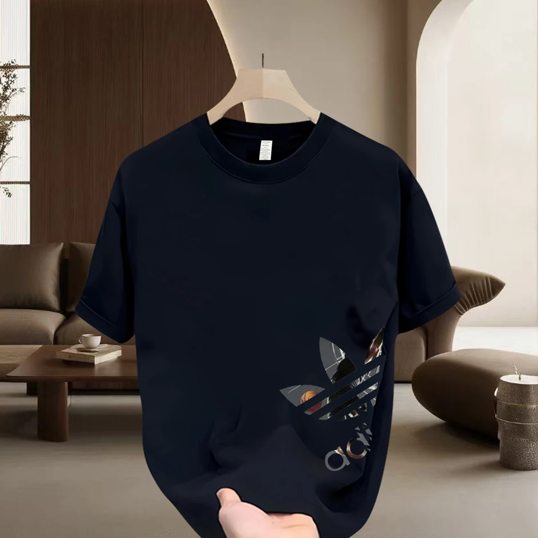 男士重磅新款休闲装2025夏季纯棉短袖T恤宽松时尚印花百搭上衣潮