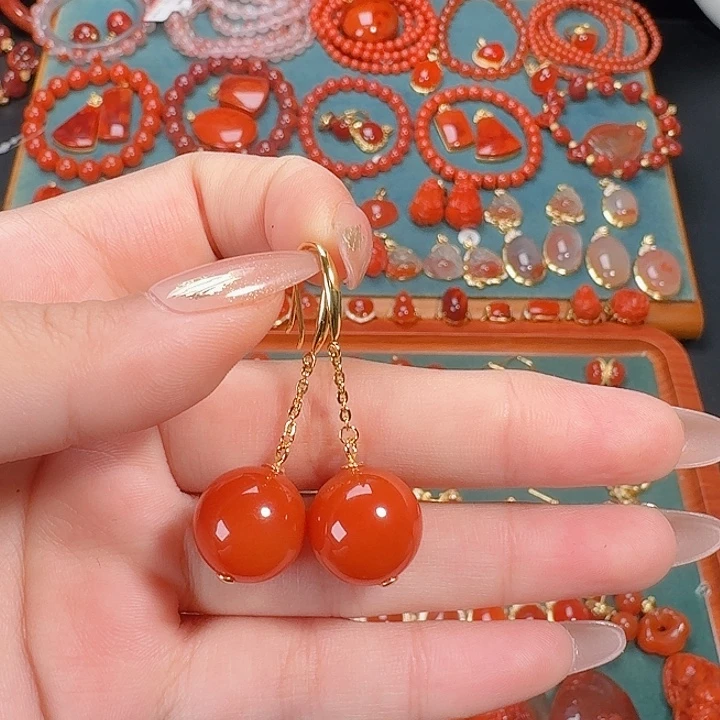 南红玛瑙银S925镶嵌14+