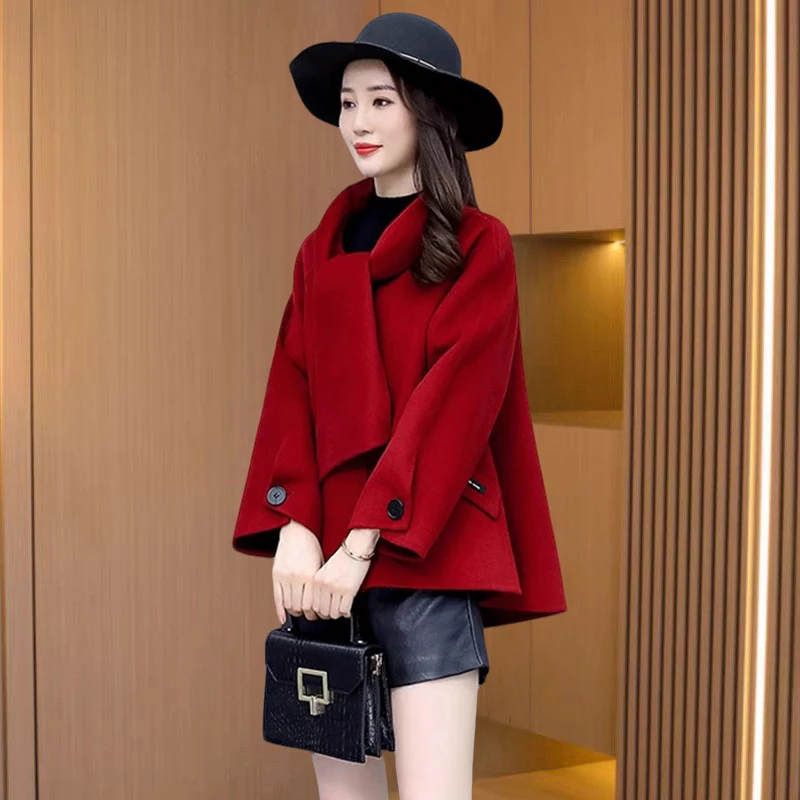 女2025冬季小香风毛呢外套宽松显瘦呢子毛呢洋气加厚时尚双面韩版