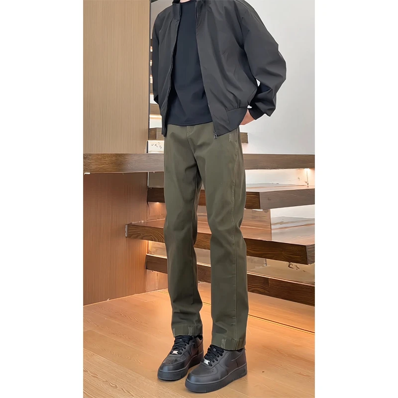 美式做旧工装裤男士复古休闲裤水洗伐木裤男直筒弹力破坏工装长裤