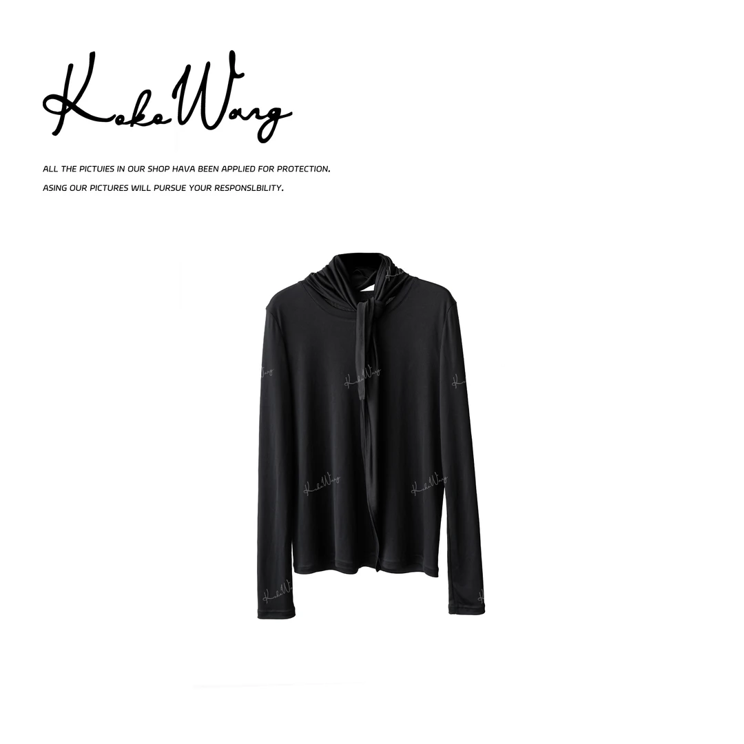 KOKO WANG 简约设计款围巾三醋酸修身百搭长袖打底衫N2445H13T42