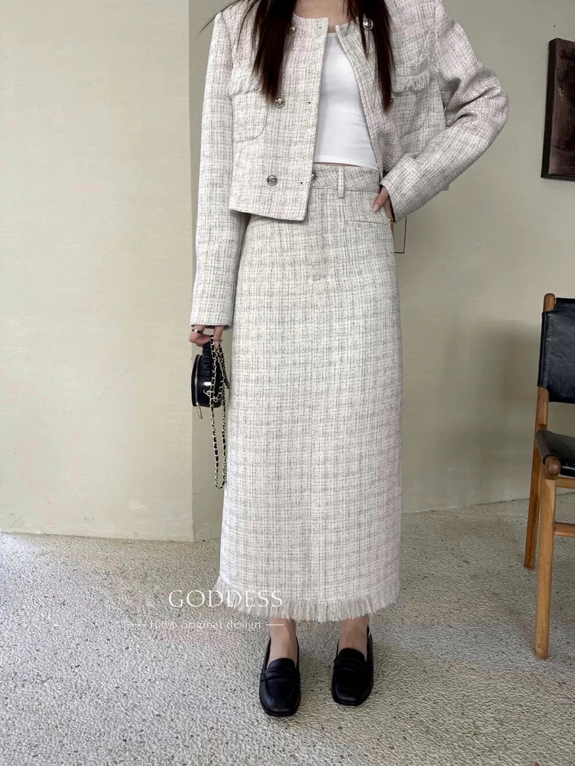 Tim时尚女装店（下单扣号）原创小众设计款毛呢小香风显瘦气质针织