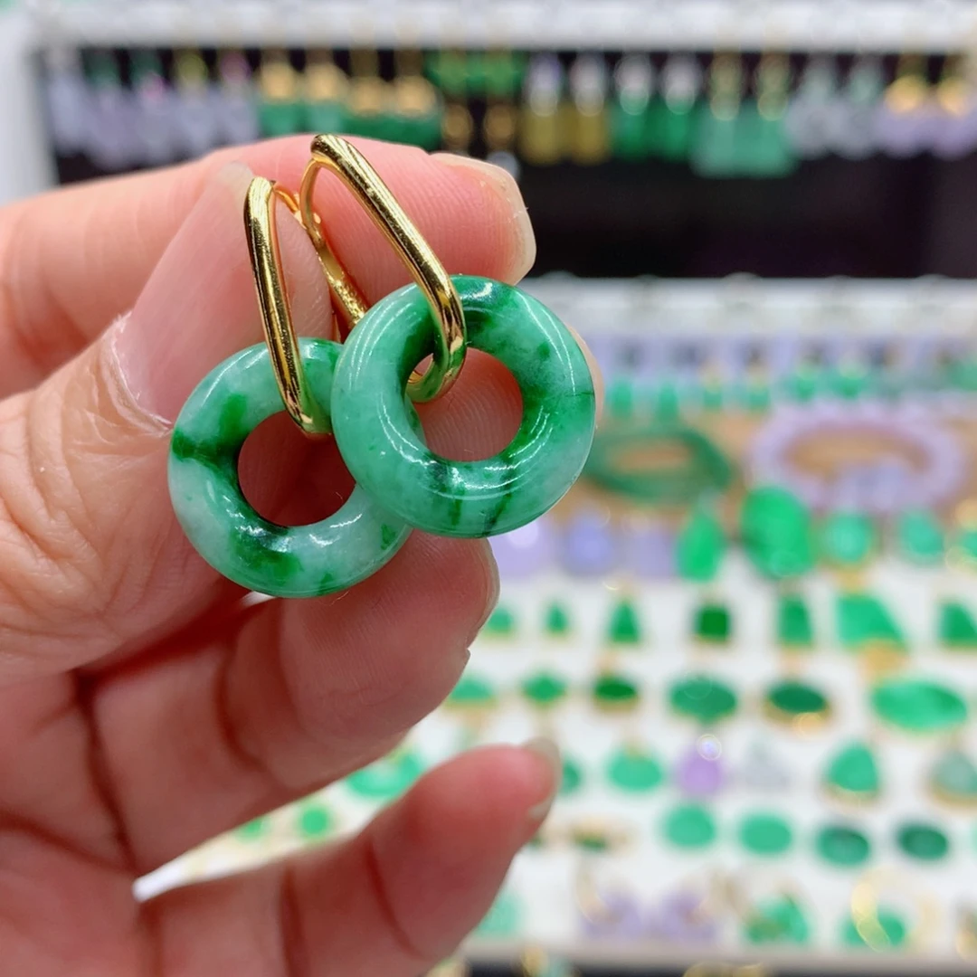 翡翠银S925镶嵌耳饰