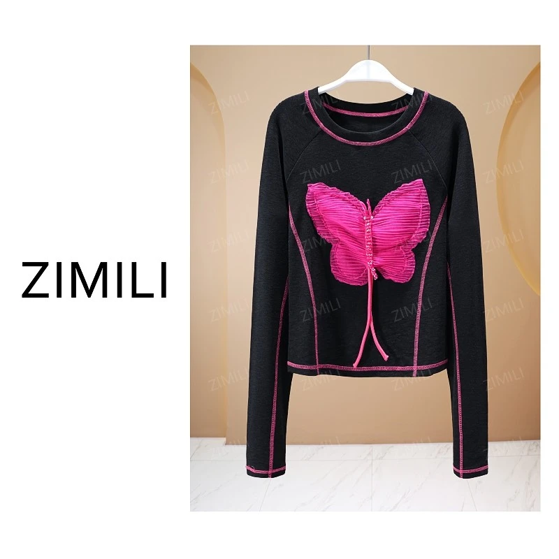 【亮哥欧货女装】冬季加厚羊毛《蕾丝贴布》高弹显瘦打底上衣26067-B2