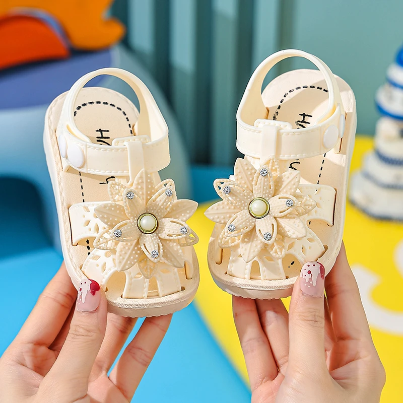 太阳花儿童软底防滑凉鞋婴儿宝宝夏季女孩包头小童幼儿学步鞋幼童