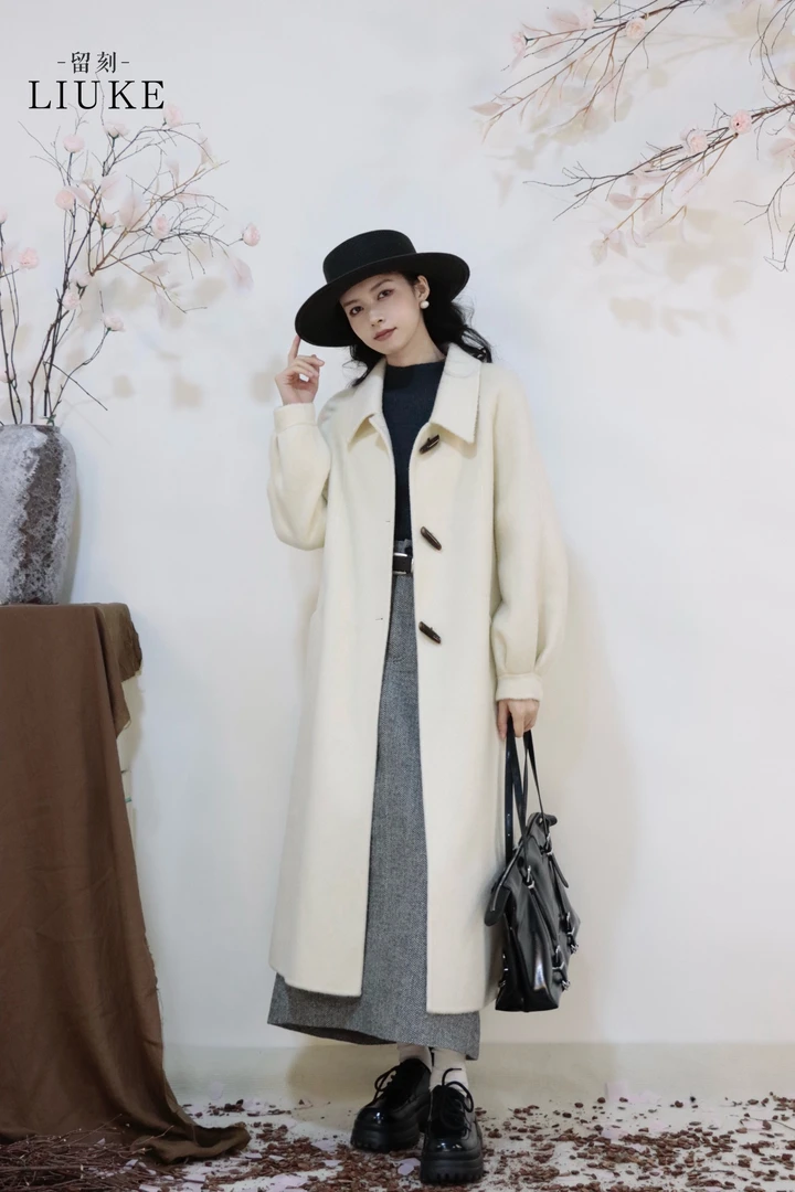 秋冬新款中长款大衣时尚简约小个子显瘦外套