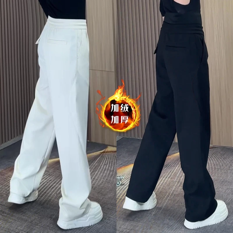 2025秋季新款休闲裤子男士垂感拼接气质直筒裤潮流百搭显瘦小脚裤