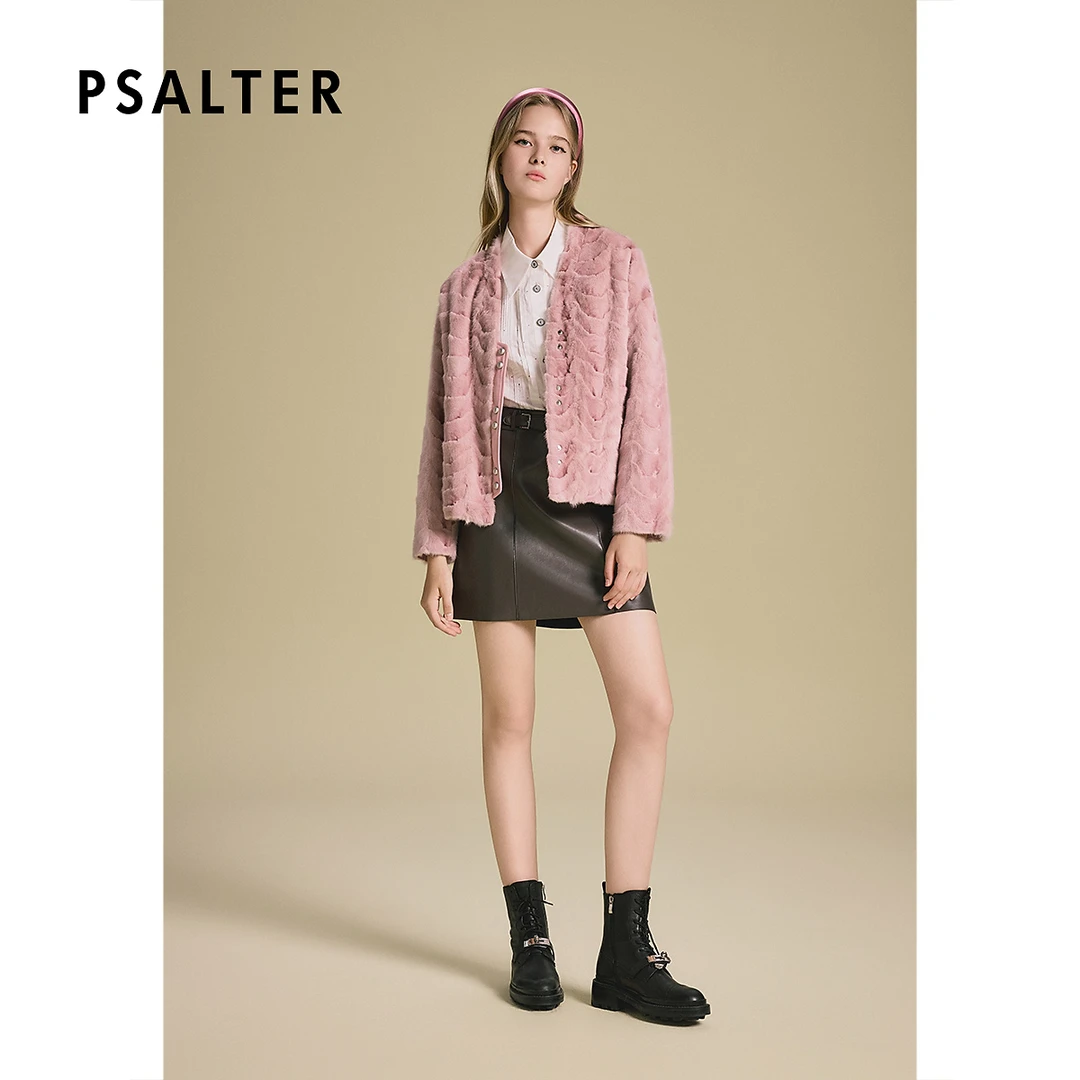 诗篇专选V领减龄月牙水貂棉服皮草2025秋季新款