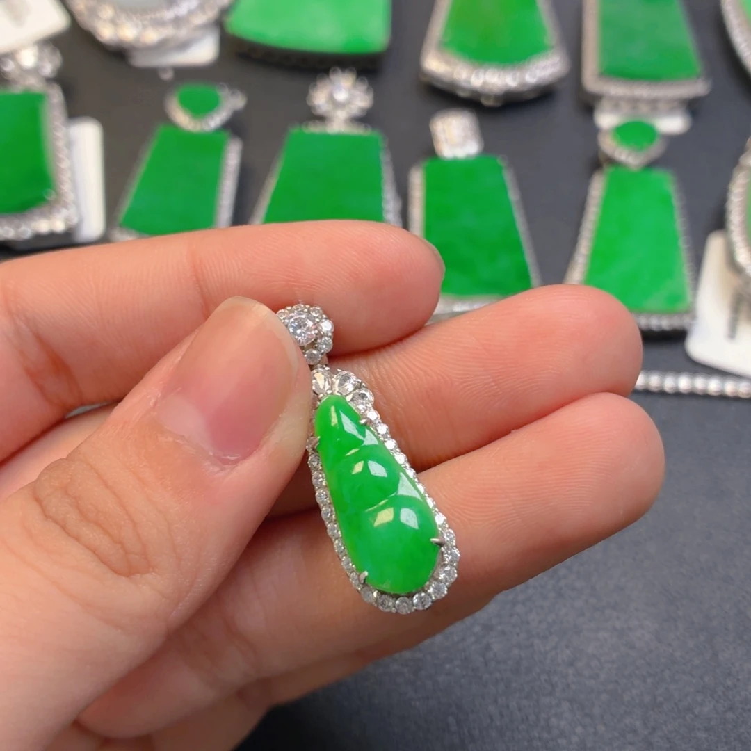 翡翠银S925镶嵌吊坠(不含链)