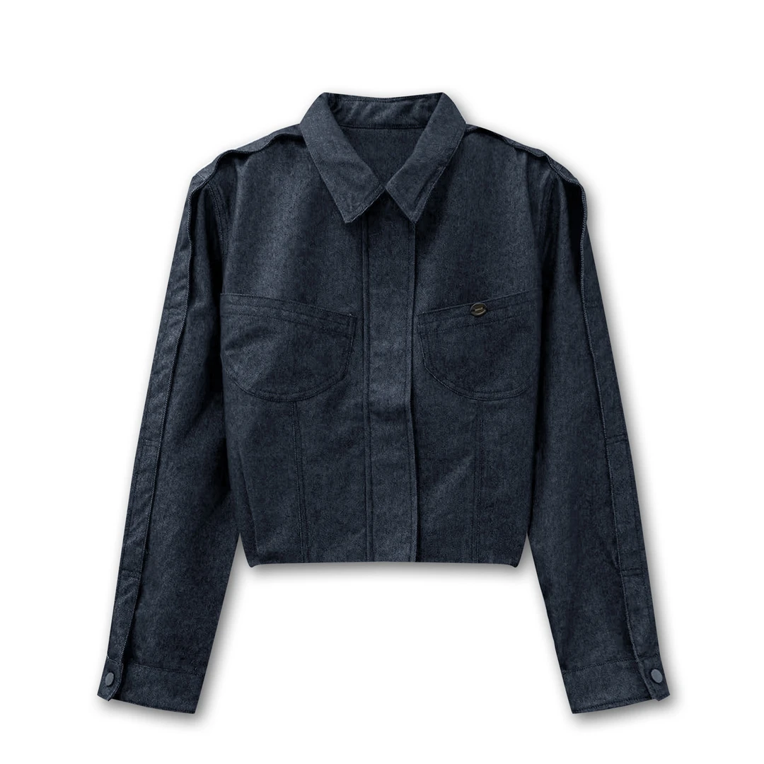 原创2025春时尚百搭翻领短款牛仔外套女宽松休闲夹克上衣ZKA533