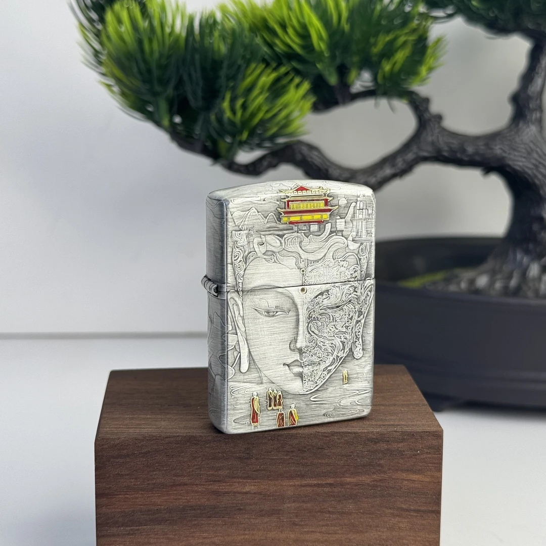 ZIPPO打火机 熏银鎏金佛魔一念 162盔甲煤油打火机 DYJ1