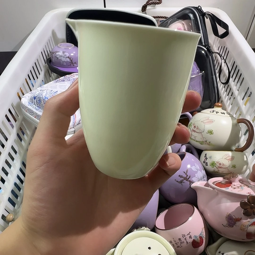 瓷片羊脂玉纯色公道杯