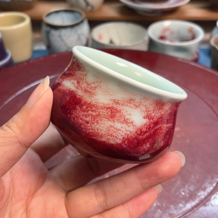 摆件钧瓷玉石釉三足杯