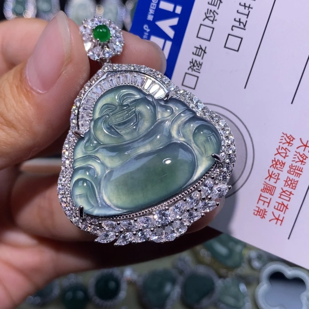 颈饰银S925镶嵌翡翠天然