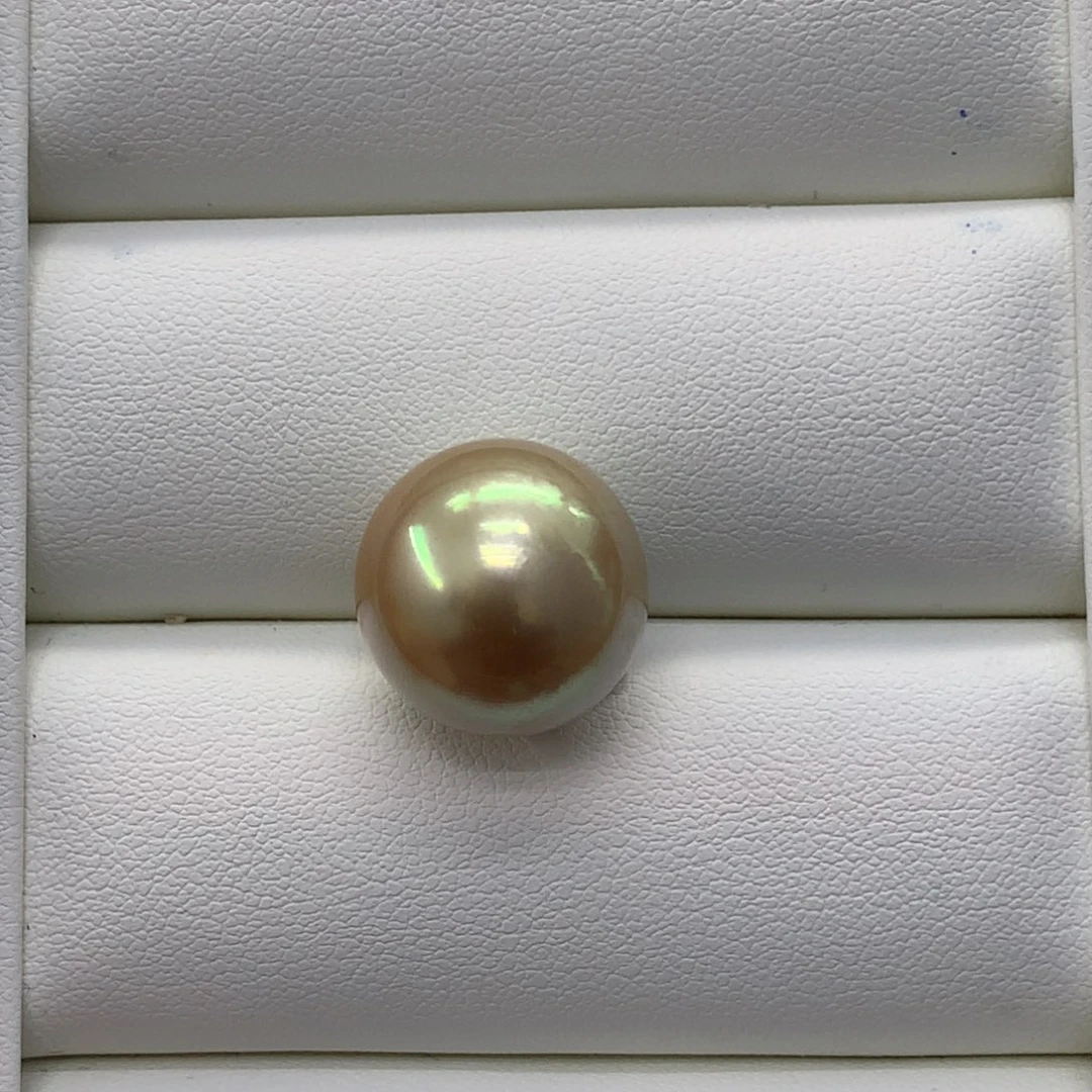 海水珍珠裸珠金珠近正圆15.8mm