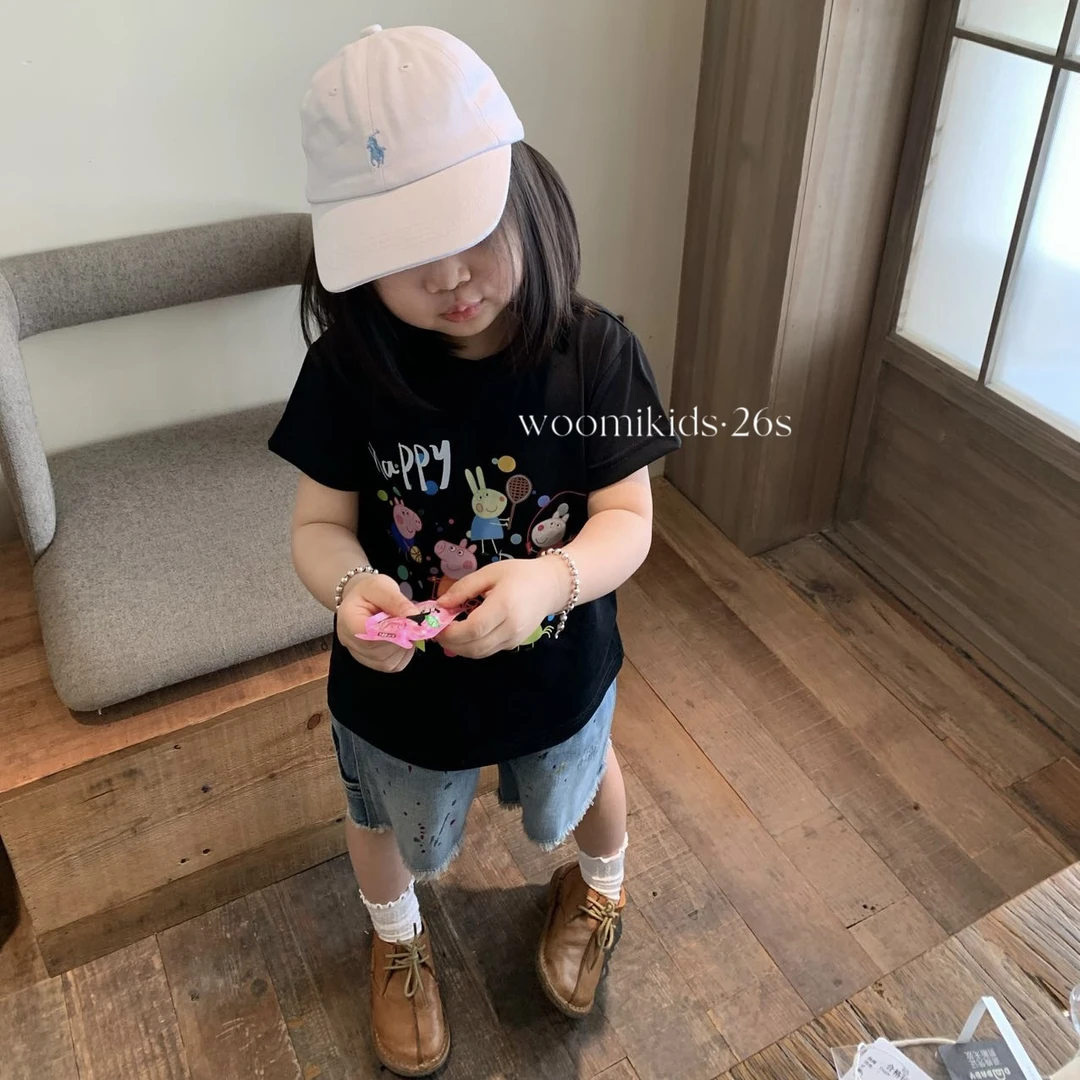 woomi·小猪佩奇·儿童夏季卡通插画印花休闲T恤