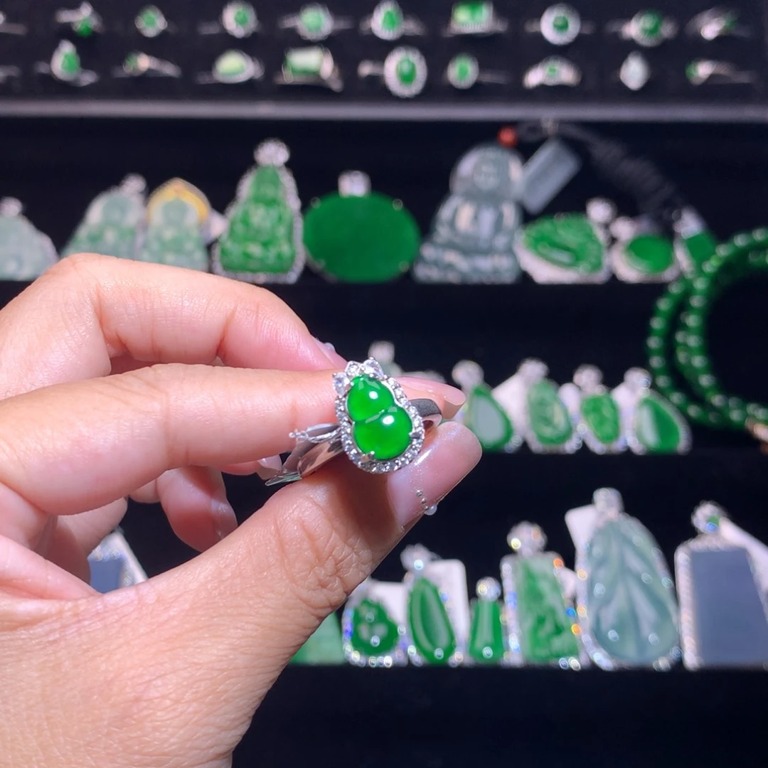 【闪购商品】翡翠戒指银S925镶嵌王*福天然翡翠