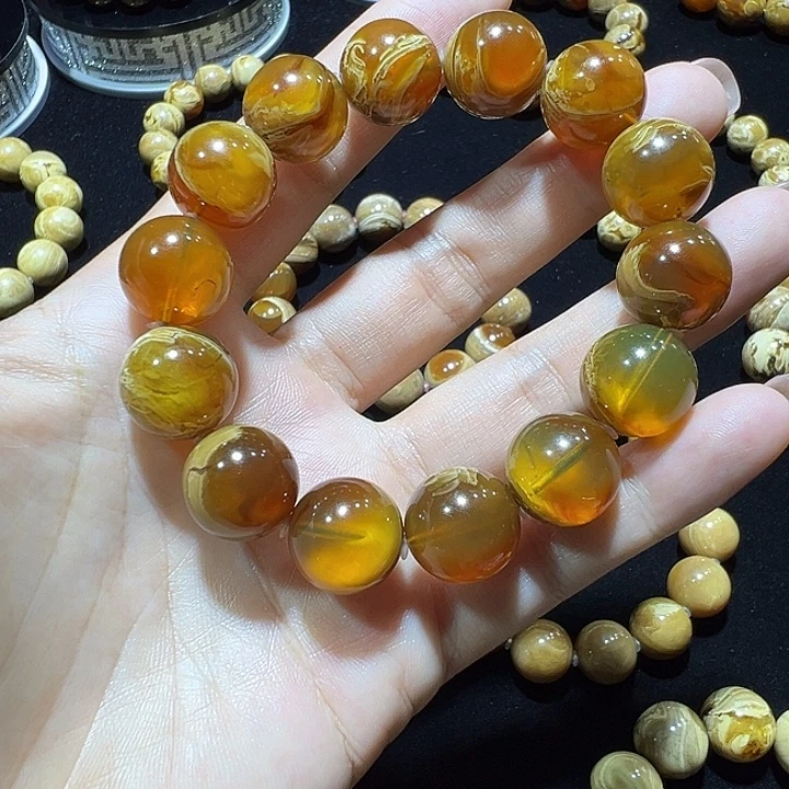 手串琥珀未镶嵌蛋黄妖花触角15规格
