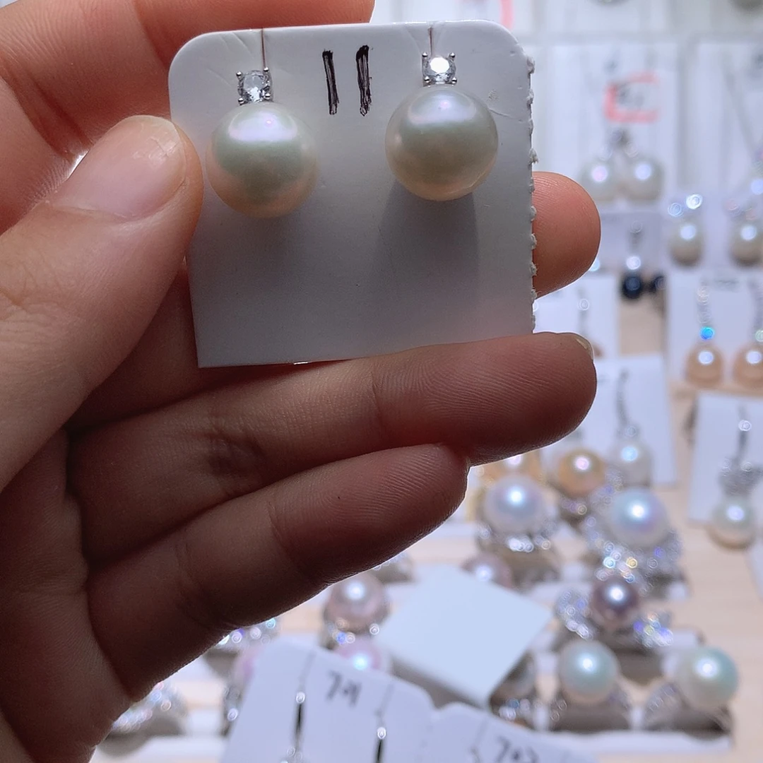 耳饰淡水珍珠银S925镶嵌
