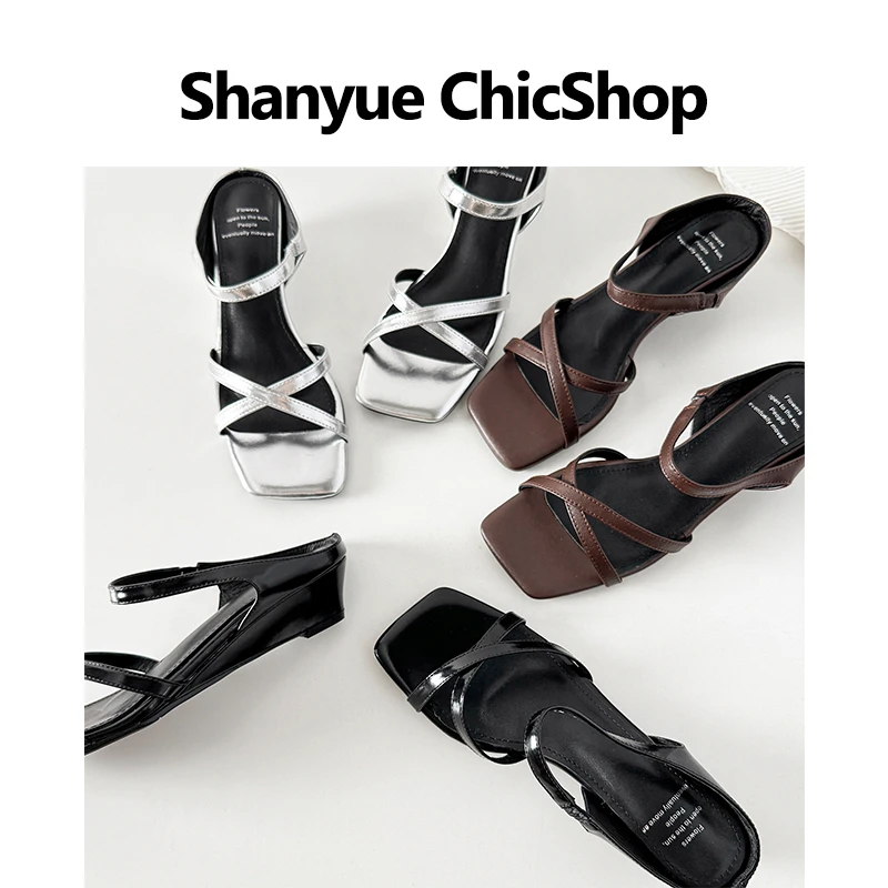 【SHANYUE】 -跟高4cm 半托百搭不挑人~交叉一字带气质凉鞋时尚休闲