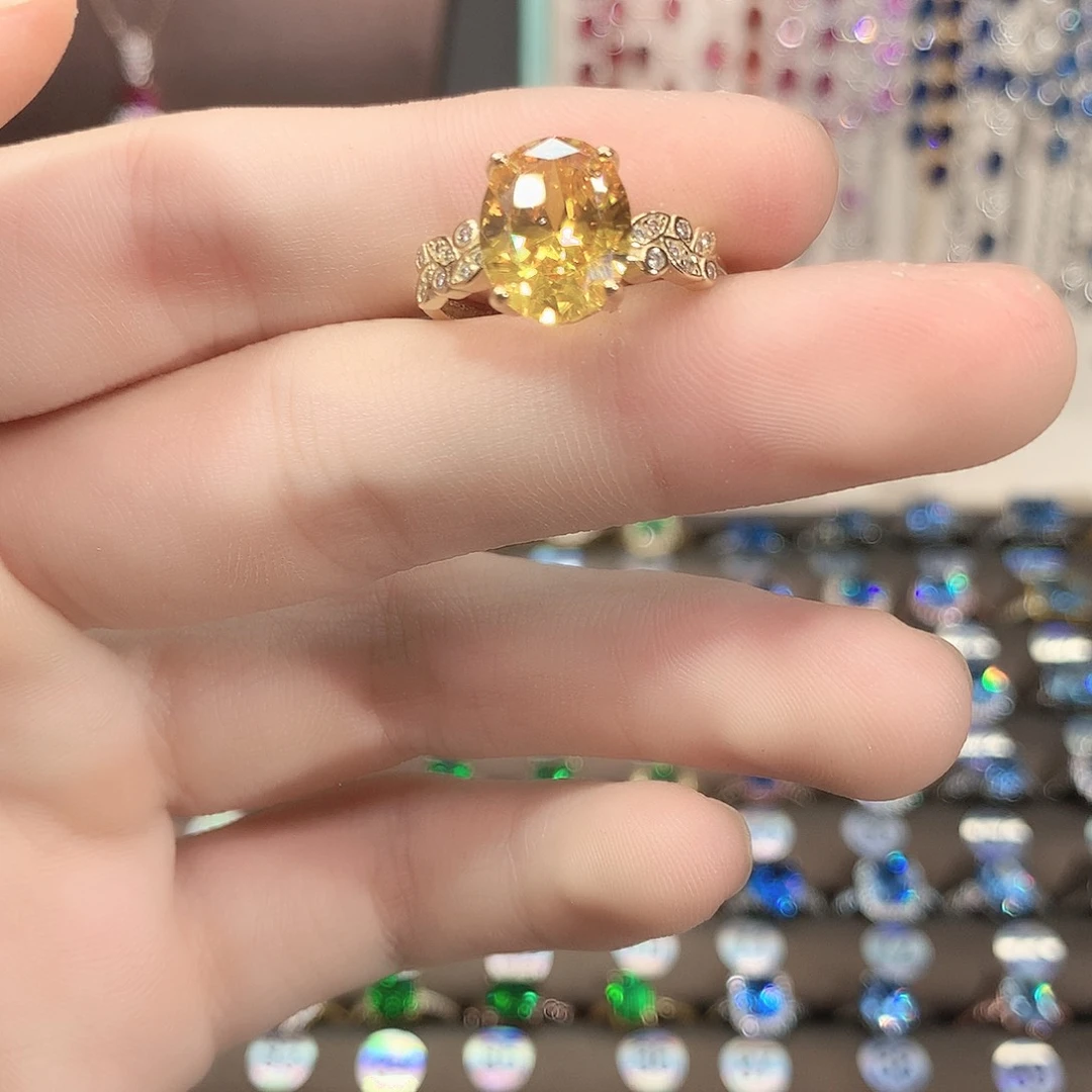 银S925镶嵌戒指碧玺金色911