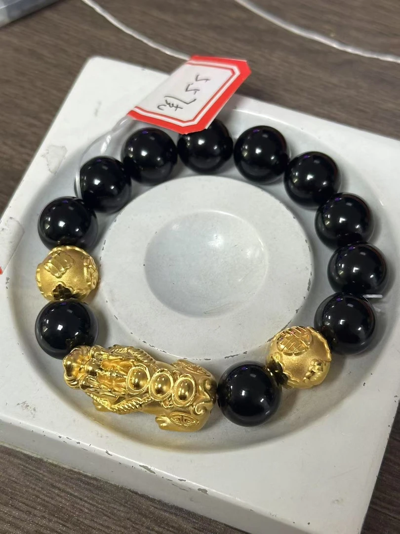 【足金999】卡12转运珠+黄金貔貅