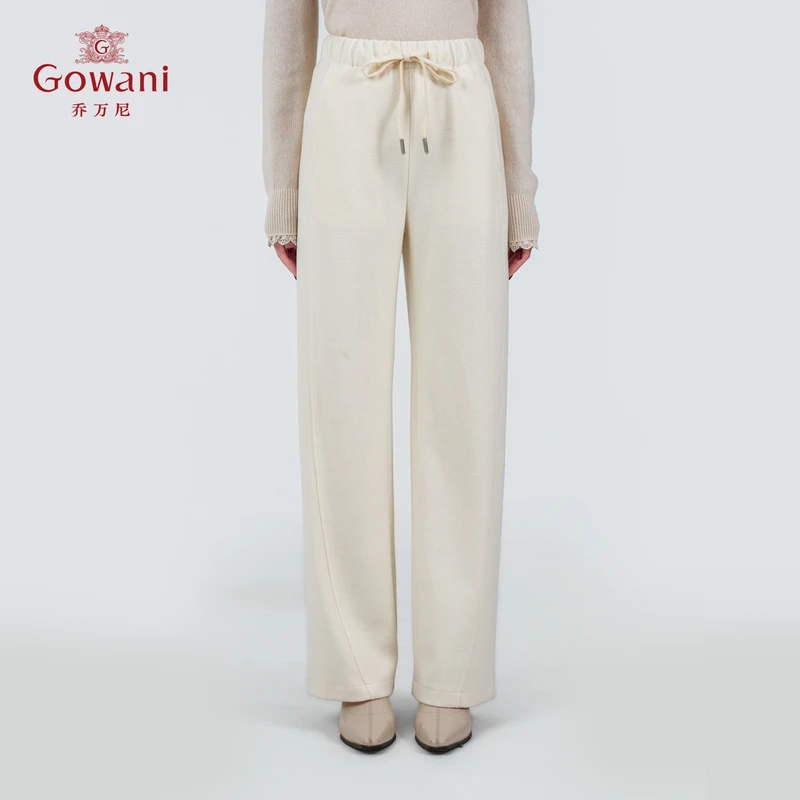 Gowani乔万尼立体阔腿裤女秋冬加绒垂感显瘦休闲裤直筒裤EZ4F160