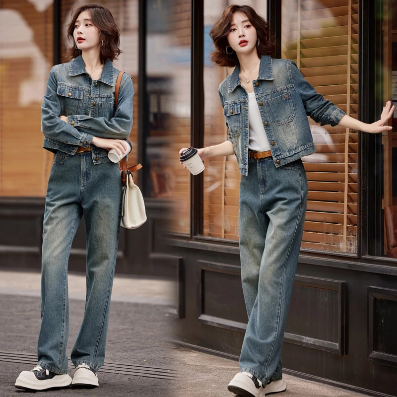 静奢风休闲风时尚两件套装2025秋季时尚韩版高智淡人风Y3K工装风