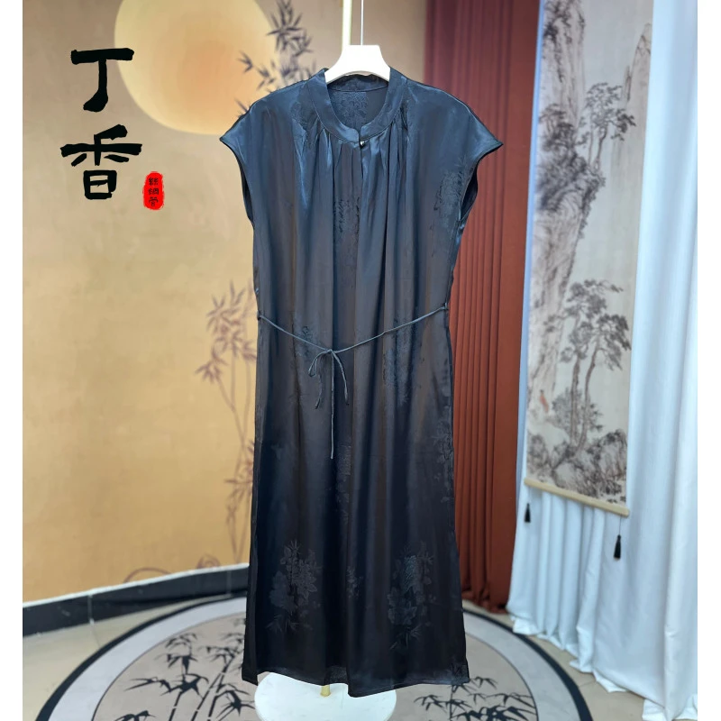 204高端连衣裙显瘦提花花萝重磅连衣裙