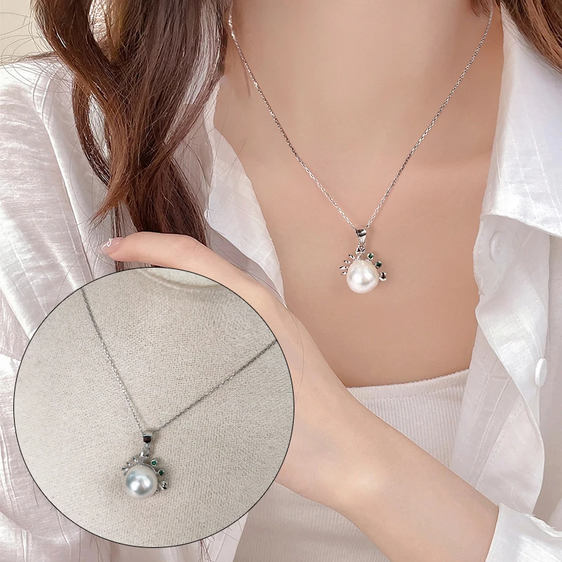 清货10-11毫米天然淡水珍珠近圆吊坠赠注金链A172号