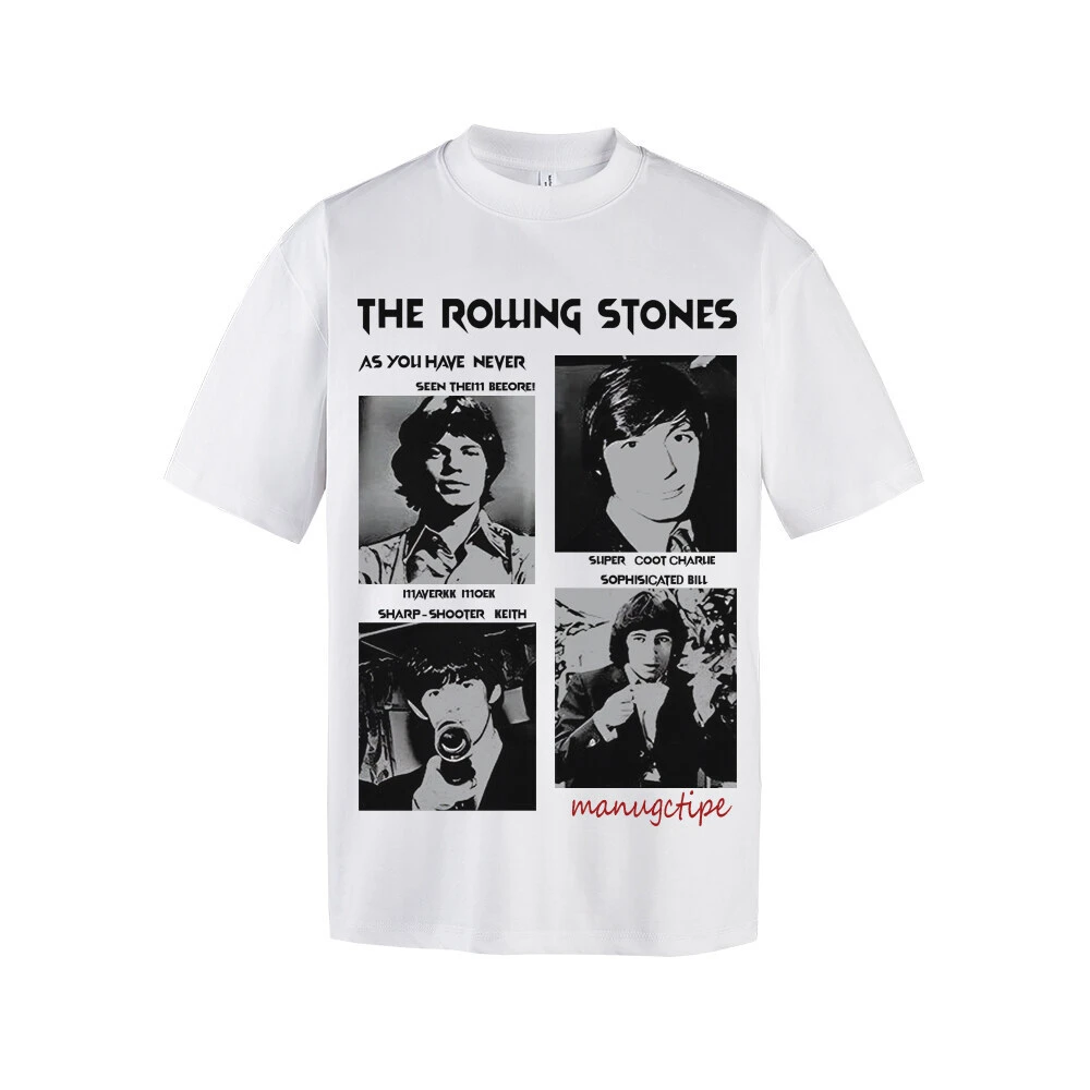 LIGGICC 280g重磅双纱纯棉t恤男女同款复古印花人像小领口短袖潮