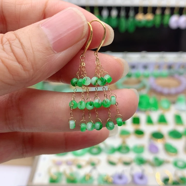 翡翠18K金镶嵌耳饰