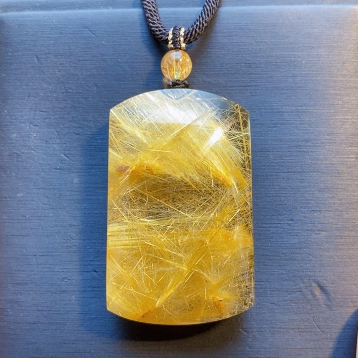 颈饰未镶嵌发晶天然金发晶满发晶无事牌