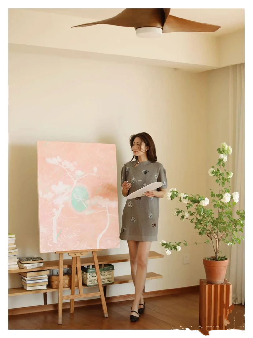 【0515】【东方雅集】2025夏季新款刺绣新中式直筒针织裙连衣裙女