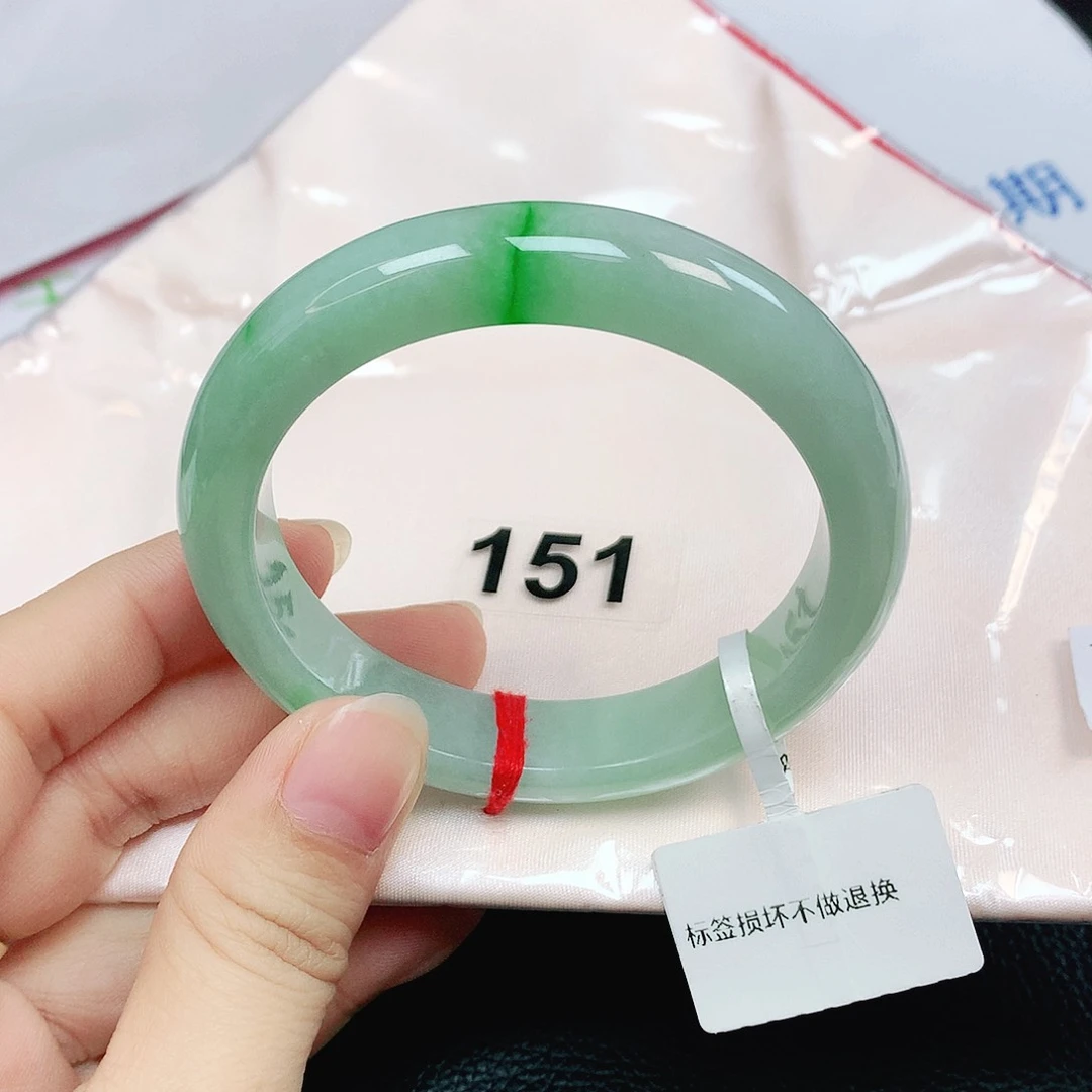 未镶嵌手镯翡翠55圈晴底金丝绿