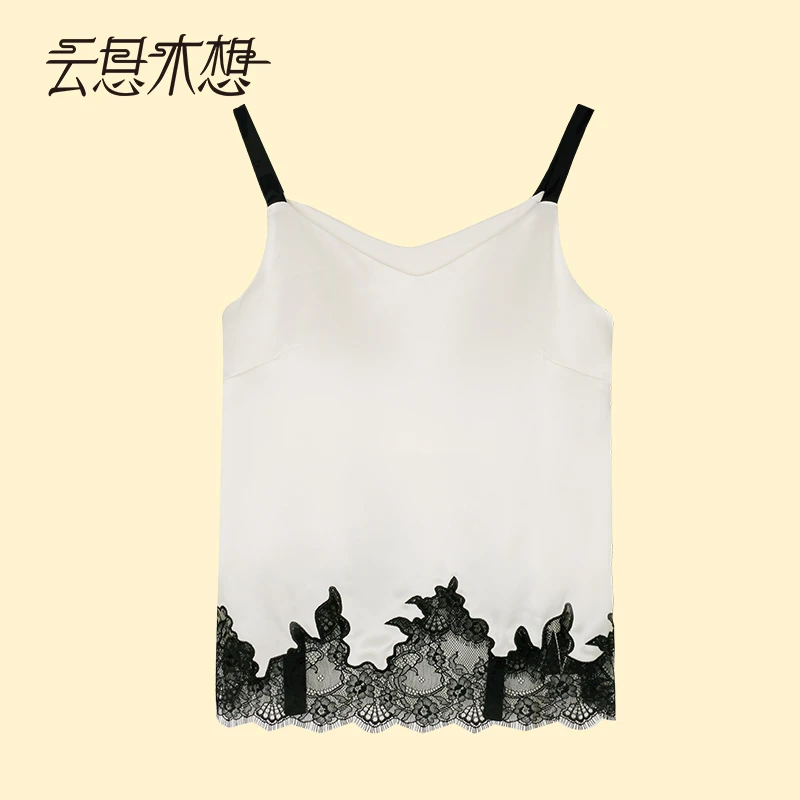 Ysimo-X云思木想 花漾云诗 V领飘带带胸垫设计醋酸蕾丝背心13281