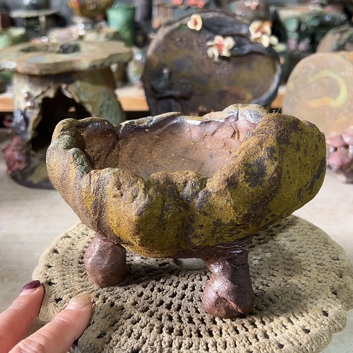 新店福利手工粗陶高温花盆