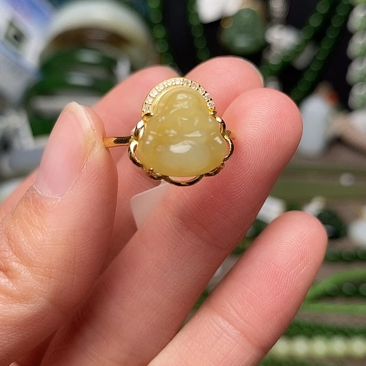 和田玉银S925镶嵌戒指