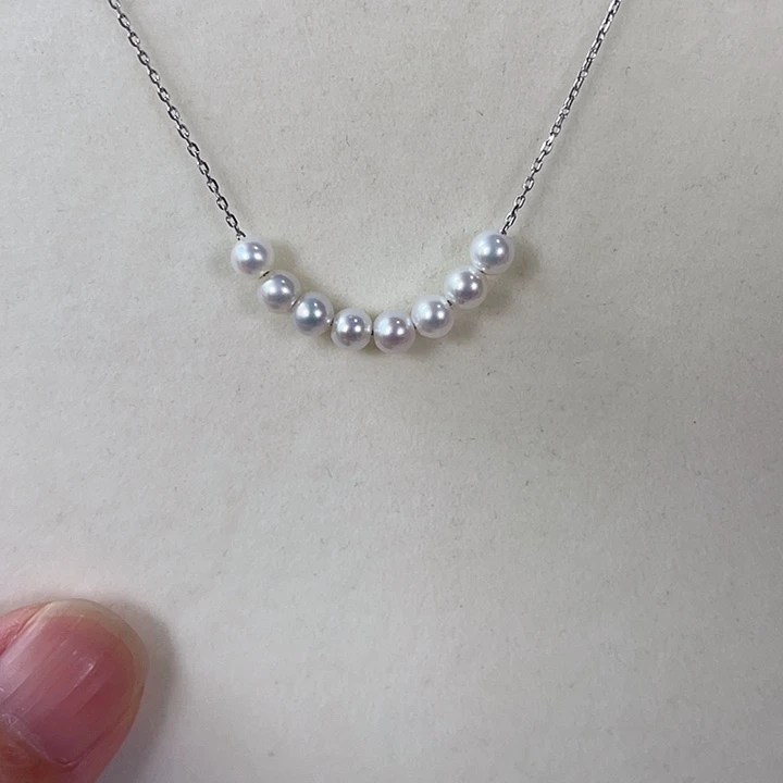 淡水珍珠银S925镶嵌颈饰4mm