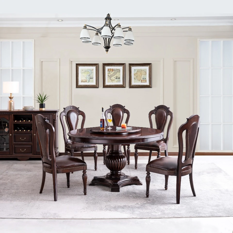 森曼堡·美式M1723圆餐桌 金丝黄檀1.35m/1.5m实木圆餐桌