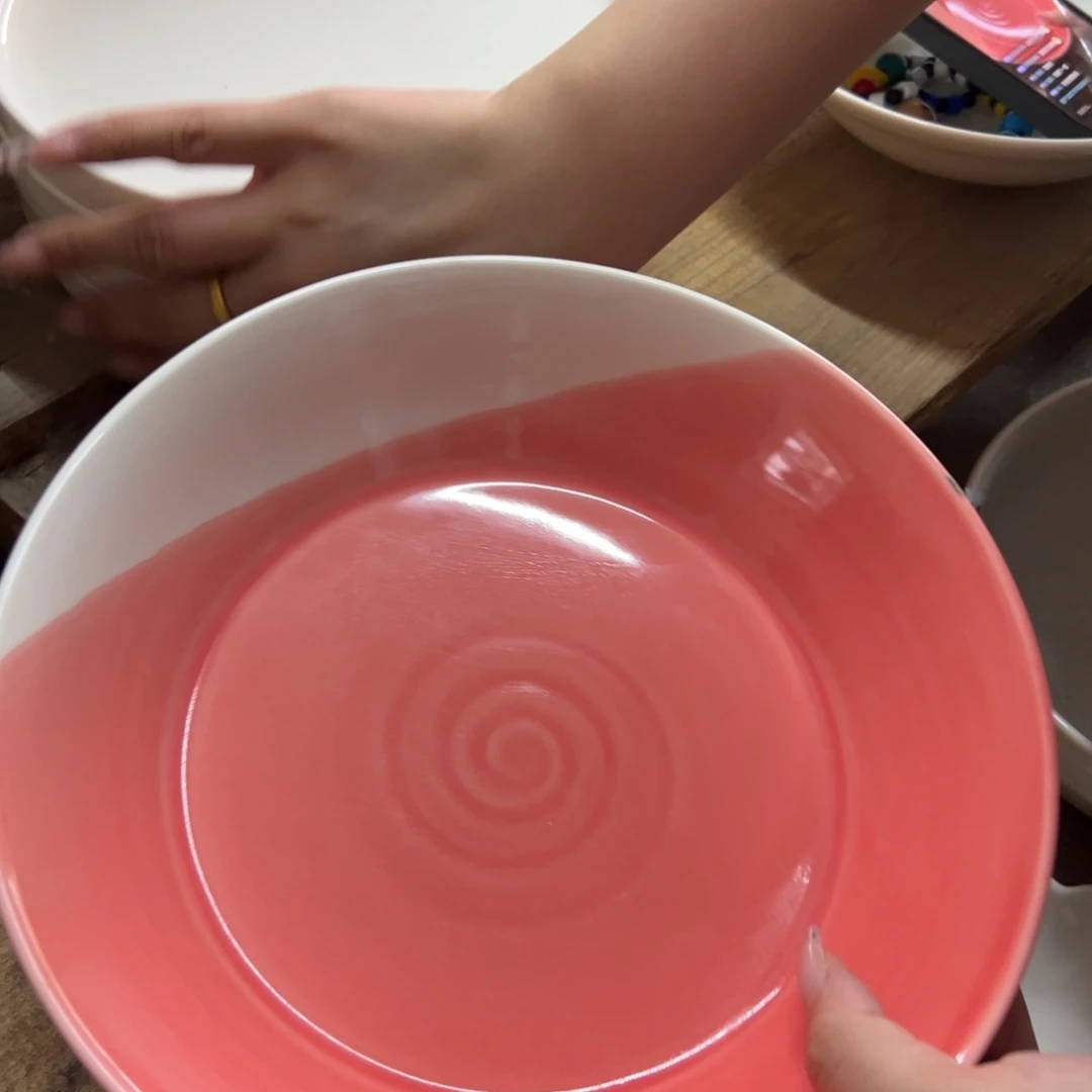 新骨瓷085微瑕西瓜红9寸rd皇家深盘