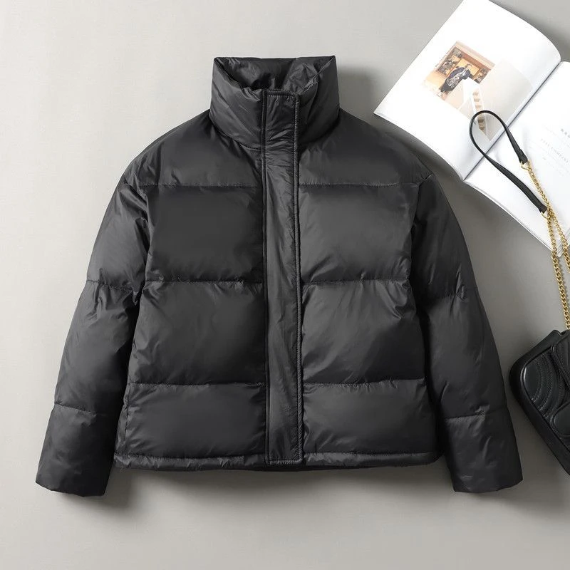 新款白鸭绒面包服简约时尚通勤加厚宽松百搭外套气质