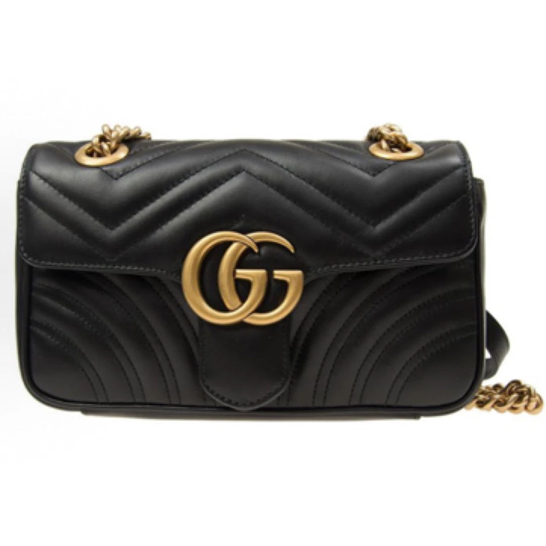 99新 GUCCI/古驰 Manmont 马蒙22 黑金 经典单肩斜挎包