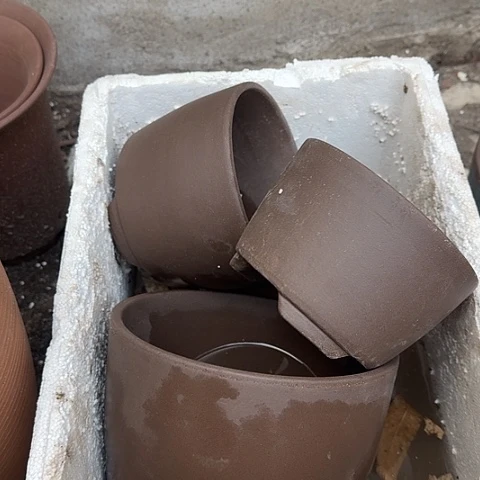 紫砂紫泥三件套花盆花盆