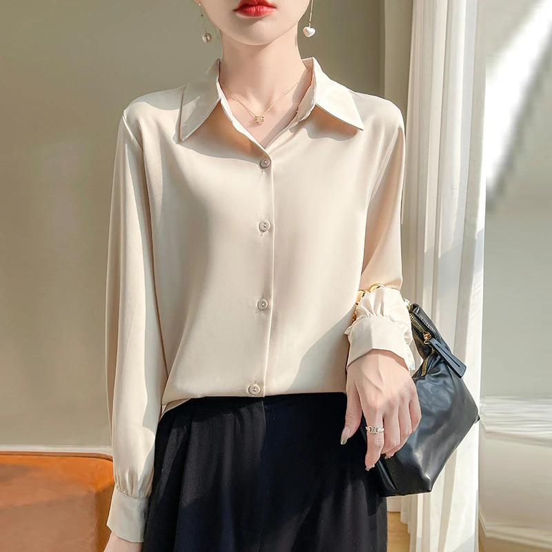 衬衫女长袖春夏季新款夏季三新款绸缎面丝滑冰丝防晒上衣外套
