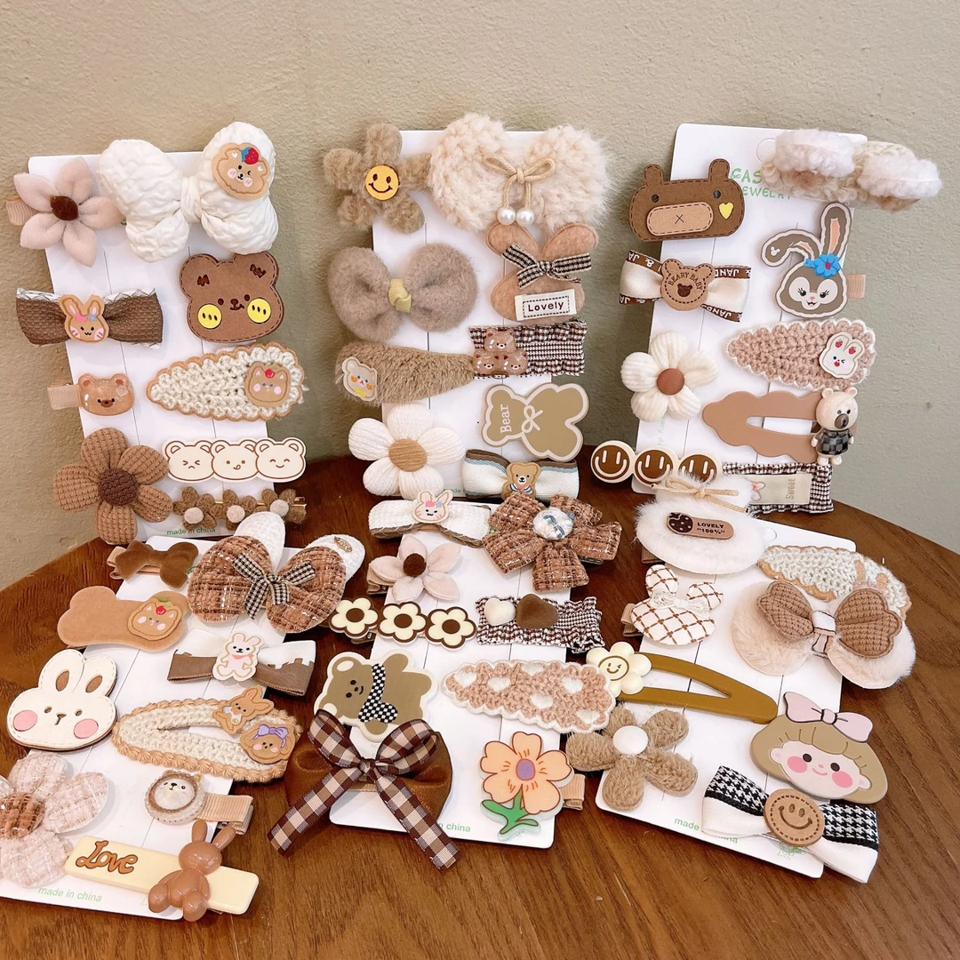 不伤发女头绳甜美新款可爱宝宝侧边刘海碎发bb夹子饰发卡毛绒夹饰