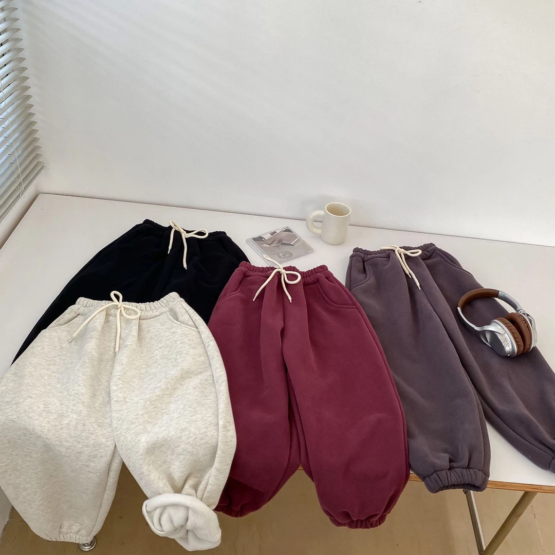 U2025秋冬款 加厚一体绒 男女童 校园 束脚卫裤 长裤