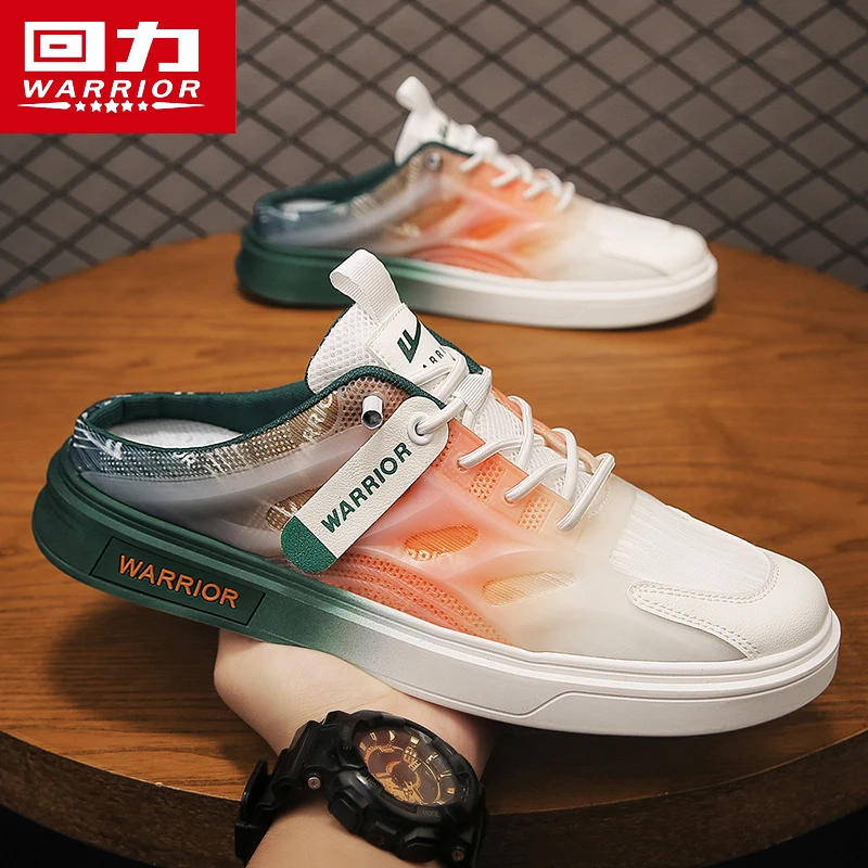 回力男鞋包头拖鞋冬季外穿透气懒人一脚蹬半拖休闲运动网面凉拖鞋