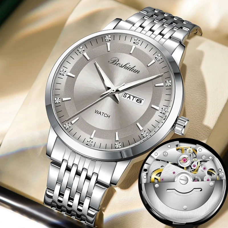 【琳达】时尚轻奢蝶飞嘉年华高级灰双日历防水夜光男表-1